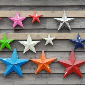 Steel stars made from oil drums