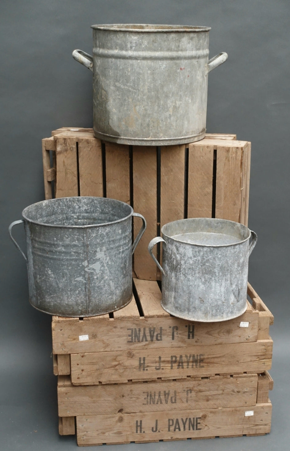 Hungarian galvanised two handled planters